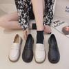 2023 Women's Beige Retro Round-Head Loafers - Thick Sole, Versatile British Style