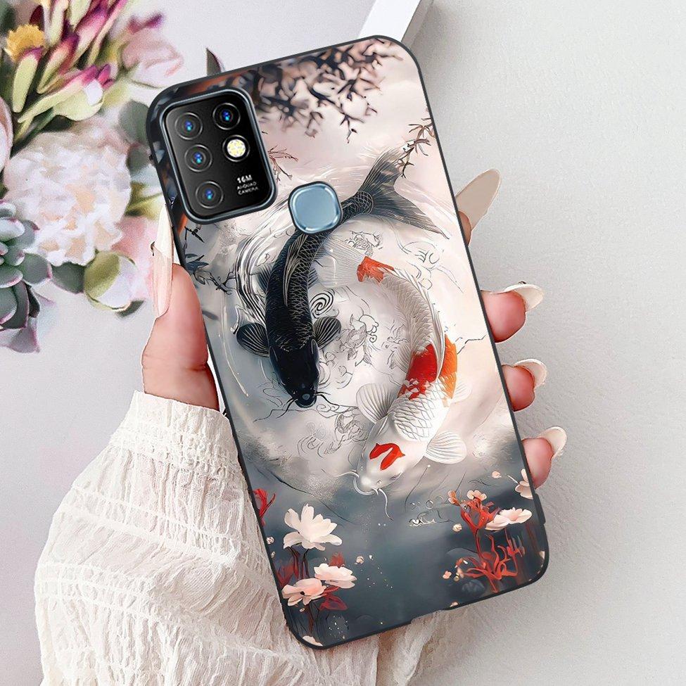Для Infinix Hot 10 Чехол Силиконовый Милый Кот Модные Цветы Роскошная Расписная Задняя Крышка Для Чехла Телефона Inifnix Hot 10 X682B X682C