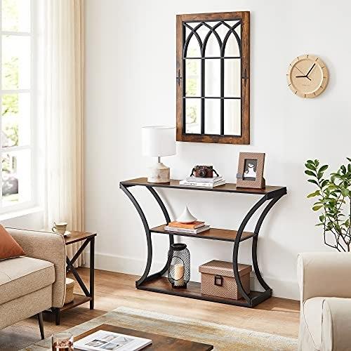 Console Table, Hallway Table, Curved Legs, Extended Top, For Living Room, Hallway, Bedroom, Vintage Brown/Black