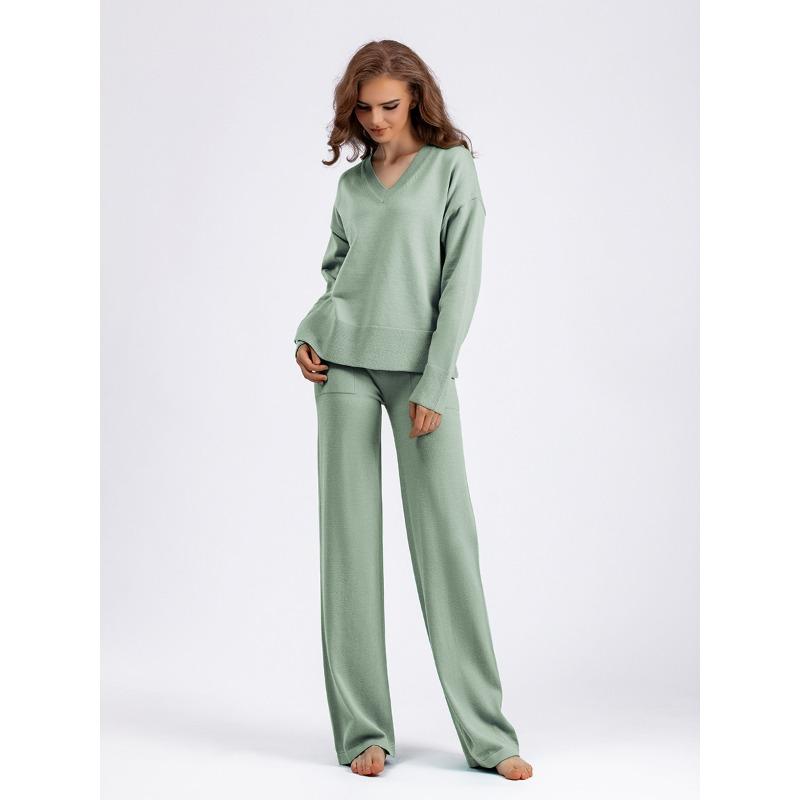 Autumn and Winter Women's Sweater Set Fashion Loose Casual Long-sleeved Sweater Pants Two-piece Set