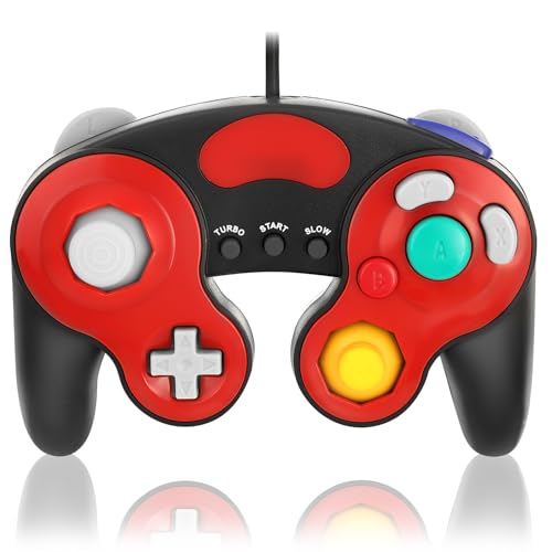 Игровой контроллер K&SGAMER для GameCube (с поддержкой вибрации для GC, WiiU, Wii и GameCube) (Красный и черный)
