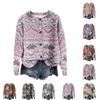 Women's Vintage Knit Button Christmas Print Cardigan Jacket