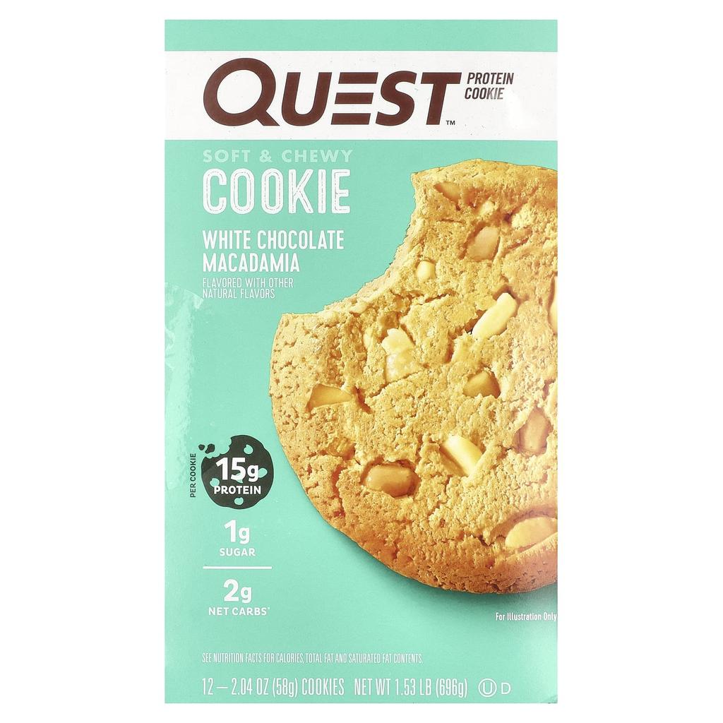 Quest Nutrition Protein Cookie, White Chocolate Macadamia, 12 Packs, 58 G (2.04 Oz) Each