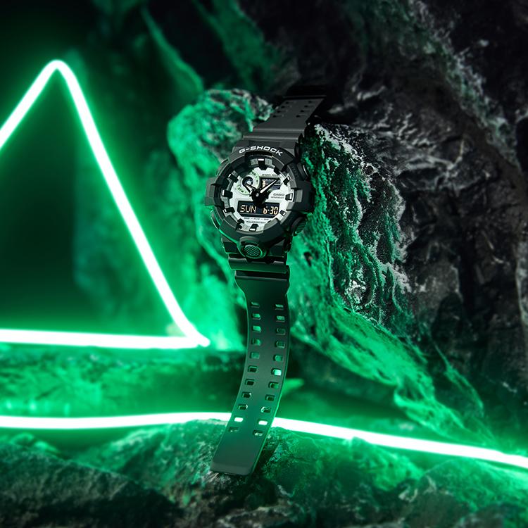 Casio Унисекс Серия с жидкокристаллическим/аналоговым двойным дисплеем Серые часы GA-700HD-8APR GA-700HD-8APR