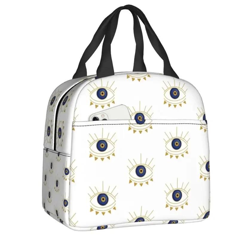 Винтажная сумка для обеда с защитой от сглаза для школы, офиса, амулета Назара, узор в стиле бохо, термобокс для бенто для женщин и детей
