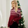 Женский рождественский свитер с высоким воротником и длинным рукавом, жаккардовый принт со снежинками, вязаные топы, свободный трикотаж