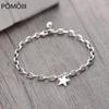 925 Sterling Silver Vintage Star Bead Charm Bracelet &Bangle for Women Wedding Party Jewelry Gift Jlfjdla