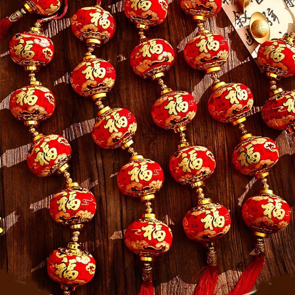 Chinese Style Red Ball Lantern String Fu Character Door Lantern Pendant Wedding