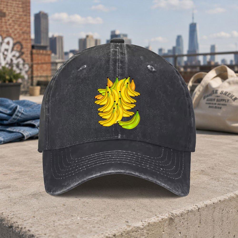 Banana Print Vintage Baseball Cap Unisex Lightweight Duckbill Hat with Hook Loop for Unisex Women Birthday Graduation
