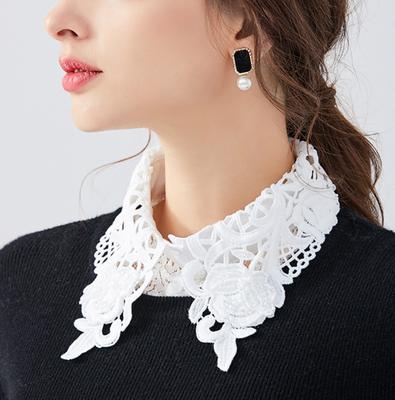 Elegant Lace Collars For Women Shirt Fake False Collar With Beads White Detachable Collar For Women Half Shirt Col Nep Kraagie