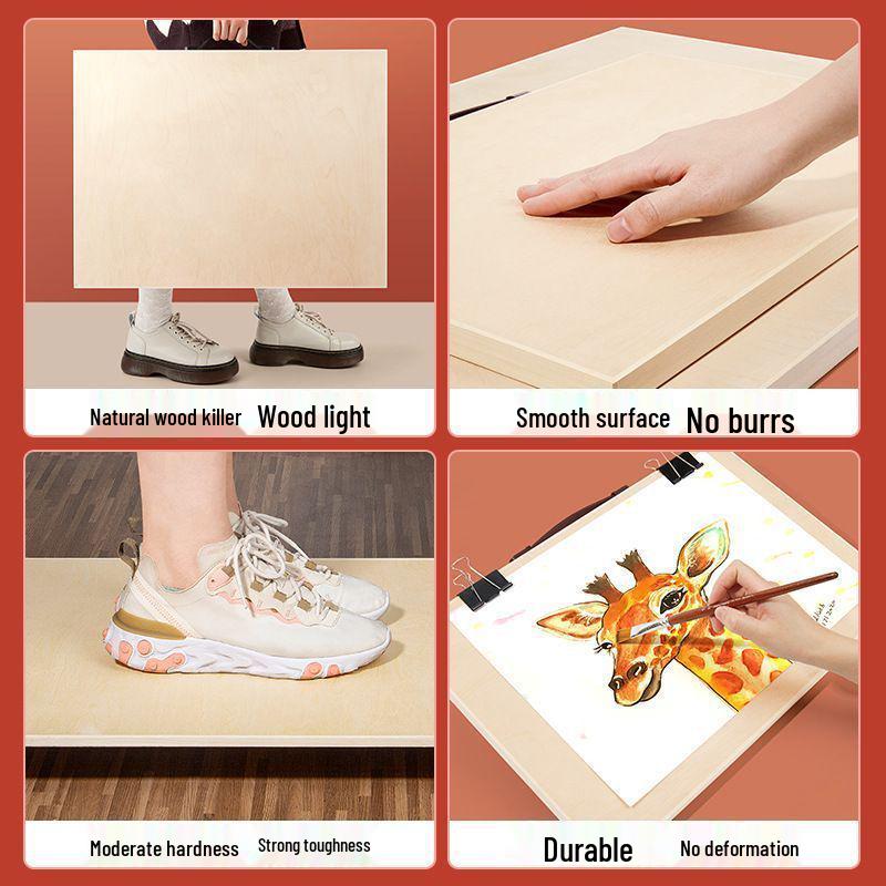 Ultra-Thin 4K Solid Core Solid Wood Drawing Board with Inlaid Edge - Perfect for Art Students and Sketching