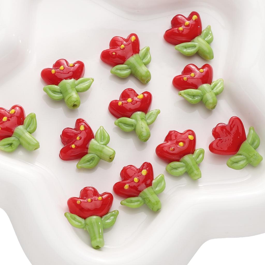 18x22мм Стеклянные бусины Тюльпаны Разделительные Рассыпные бусины для изготовления браслетов, ожерелий и ювелирных изделий своими руками