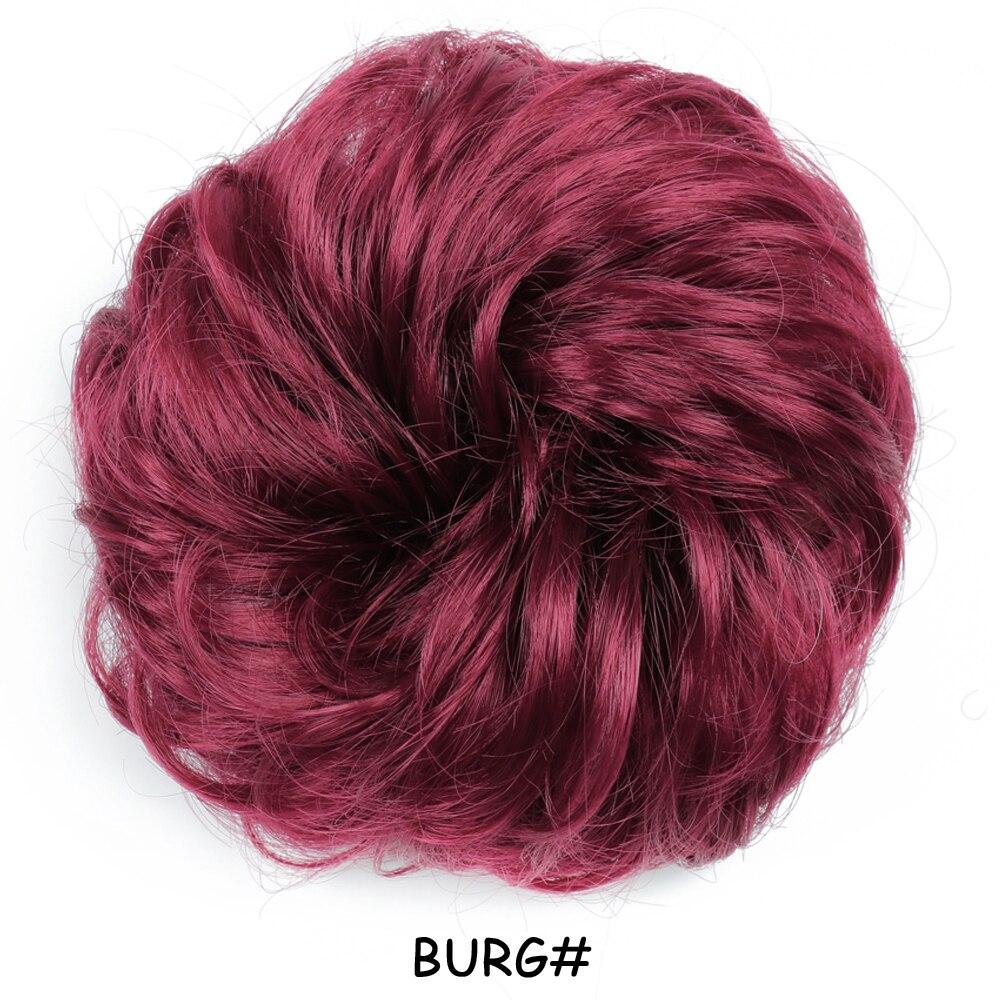 MISS WIG Women Messy Chignon Donut Hair Bun Fake Hair Elastic Chignon Synthetic Fiber Hairpiece Gray Black Brown Color