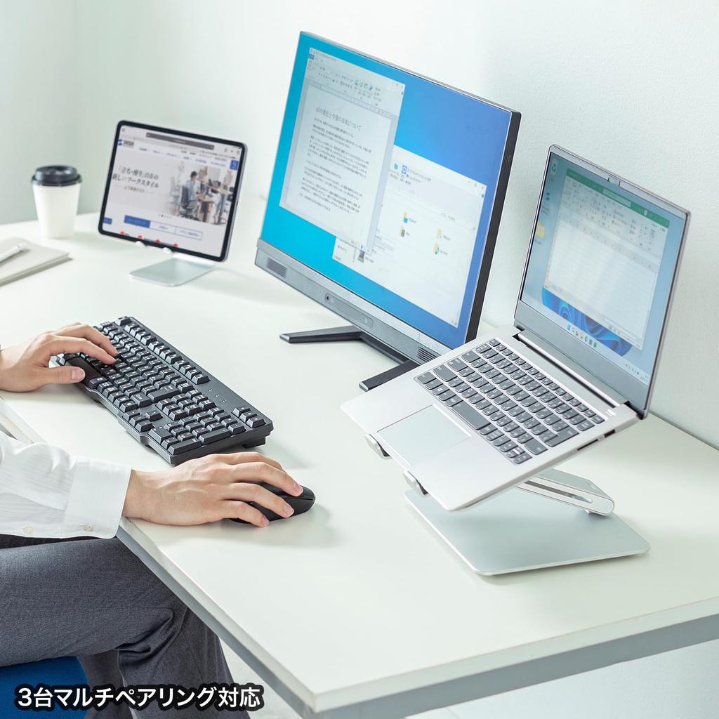 Sanwa Supply Bluetooth Keyboard, Full Size, with Numeric Keypad, 3-Device Multi-Pairing, Automatic OS Recognition, Japanese Layout, Copilot Key,