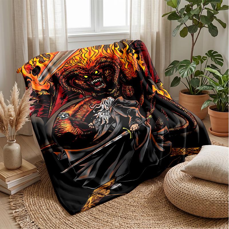 A Lord of the RingsPrinted Flannel Blanket Cozy Skin-Friendly Warm Throw for Couch Bed Indoor Daily Use