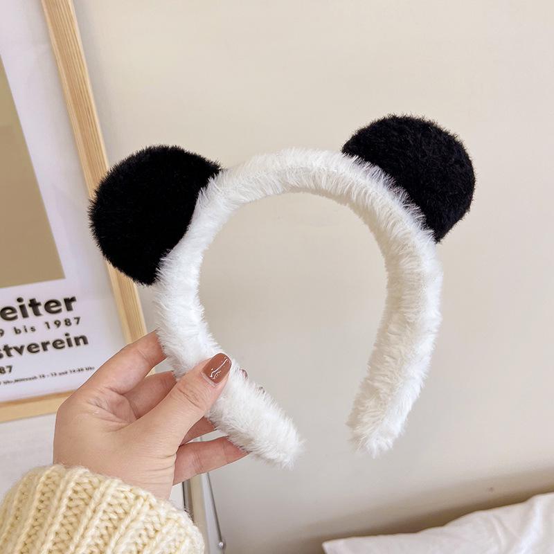 Милая повязка на голову в виде плюшевой панды для женщин — идеально подходит для ухода за лицом осенью и зимой