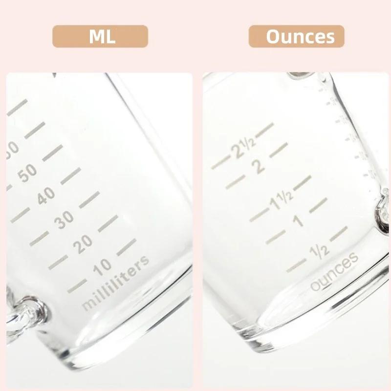 70/150ML Espresso Glass Cup Wooden Handle Measuring Cup Milk Latte Jug Coffee Supplies Kitchen Mug Drinkware Double Bottom