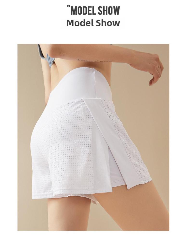 2024 Женская юбка-шорты для йоги с высокой талией из двух частей – Летняя спортивная одежда для фитнеса и бега