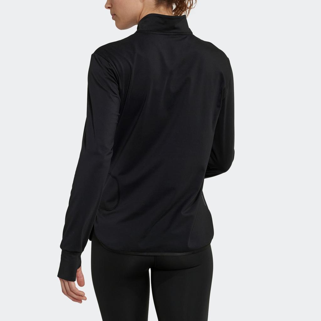 Adidas Свитшот женский с логотипом, воротником-стойкой, полумолнией, однотонный, черный HD3916