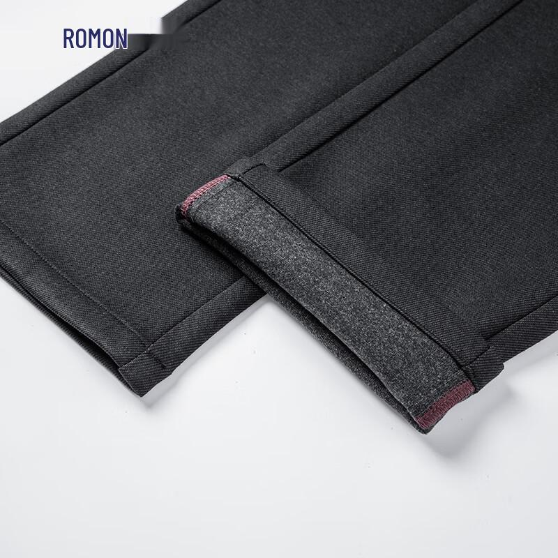 Luomeng Men's Wool Blend Elastic Anti-Wrinkle Business Casual Straight-Leg Pants