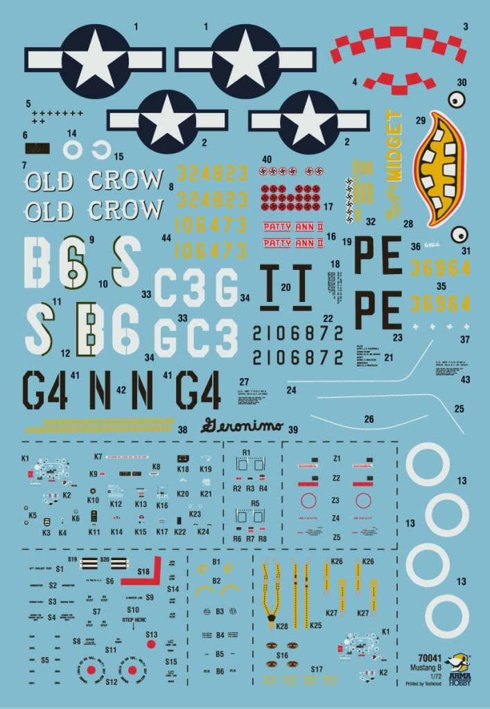 Пластиковая модель самолета ВВС США Mustang от Alma Hobby ADL70041, литая, цветная, 1/72 P-51B
