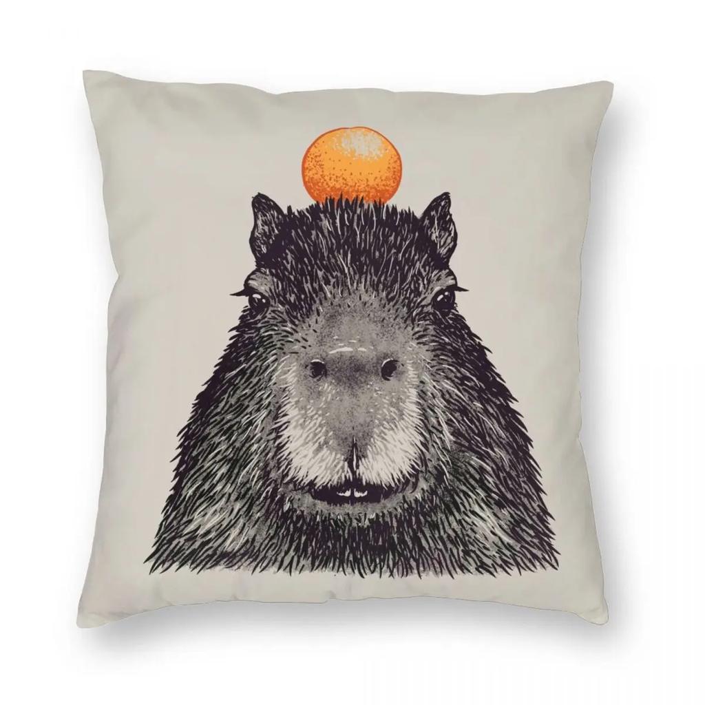 Капибара Оранжевая Капи Юзу Наволочка Двусторонняя печать Наволочка Декоративная Милая Животная Наволочка Чехол Кровать