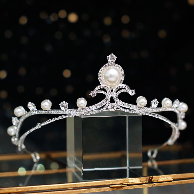 Корона королевы жемчужная заколка для волос на день рождения, тиара невесты, свадебное платье, корона принцессы, повязка на голову, детская повязка на голову