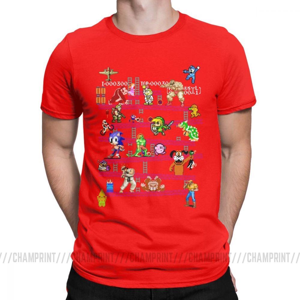 Men Arcade Game Collage T Shirts Console Game Vintage Style Tee Shirt Classic La Camiseta