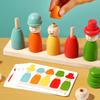 Montessoris Wooden Early Learning Toys Color Sorting Fine Motor Skills Puppet Hat Face Match Game Creative Stacking Toys For Kid