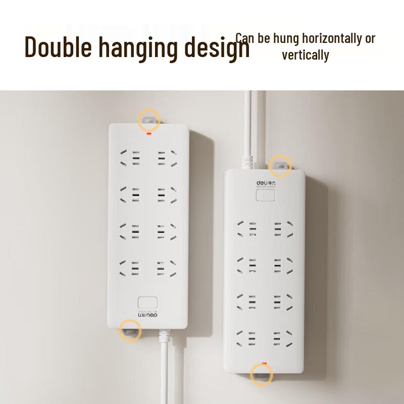 Deli 8-Outlet Power Strip with Master Switch, 5m Cable