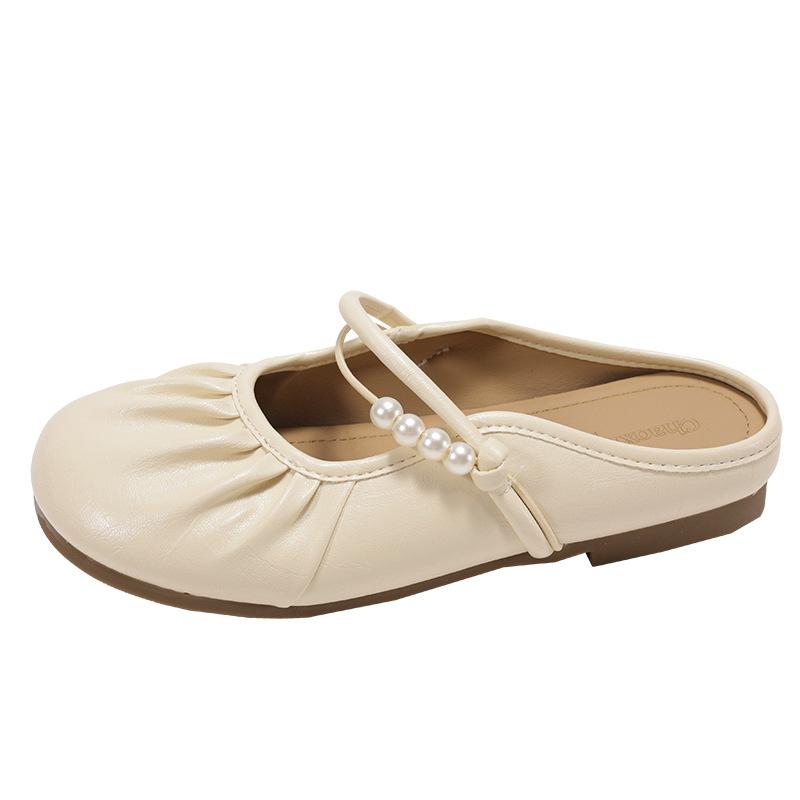 Модные ретро-тапочки-мешки с плоским дном, женская летняя одежда 2025 года, новые полупедальные тапочки Мэри Джейн