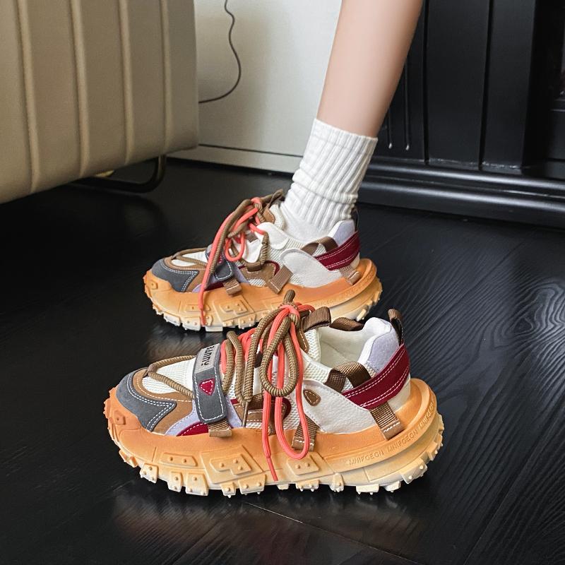 2024 Women Color Block Thick Sports Shoes Designer Bottoming Running Shoes Fashionable Casual Height Increasing Casual Shoes