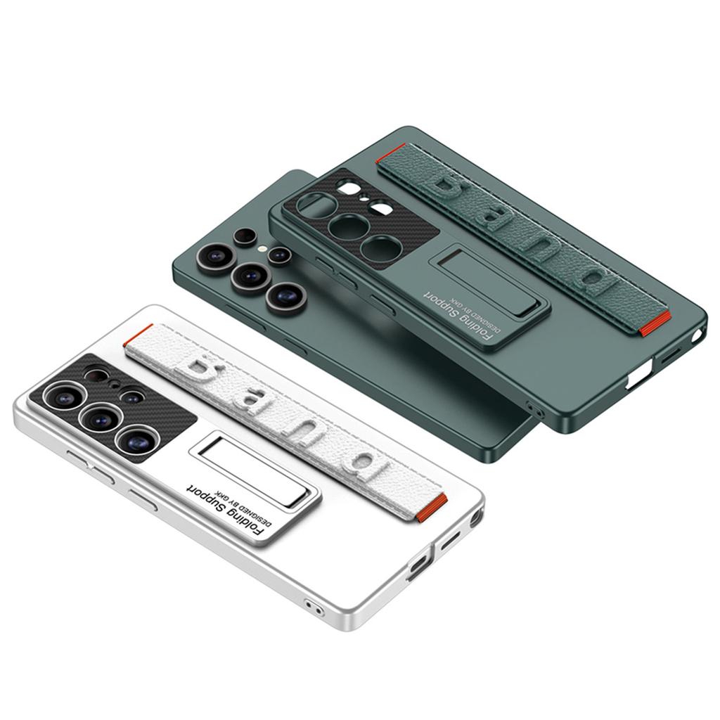 Чехол GKK для Samsung Galaxy S25 Ultra из поликарбоната и термополиуретана с подставкой и браслетом