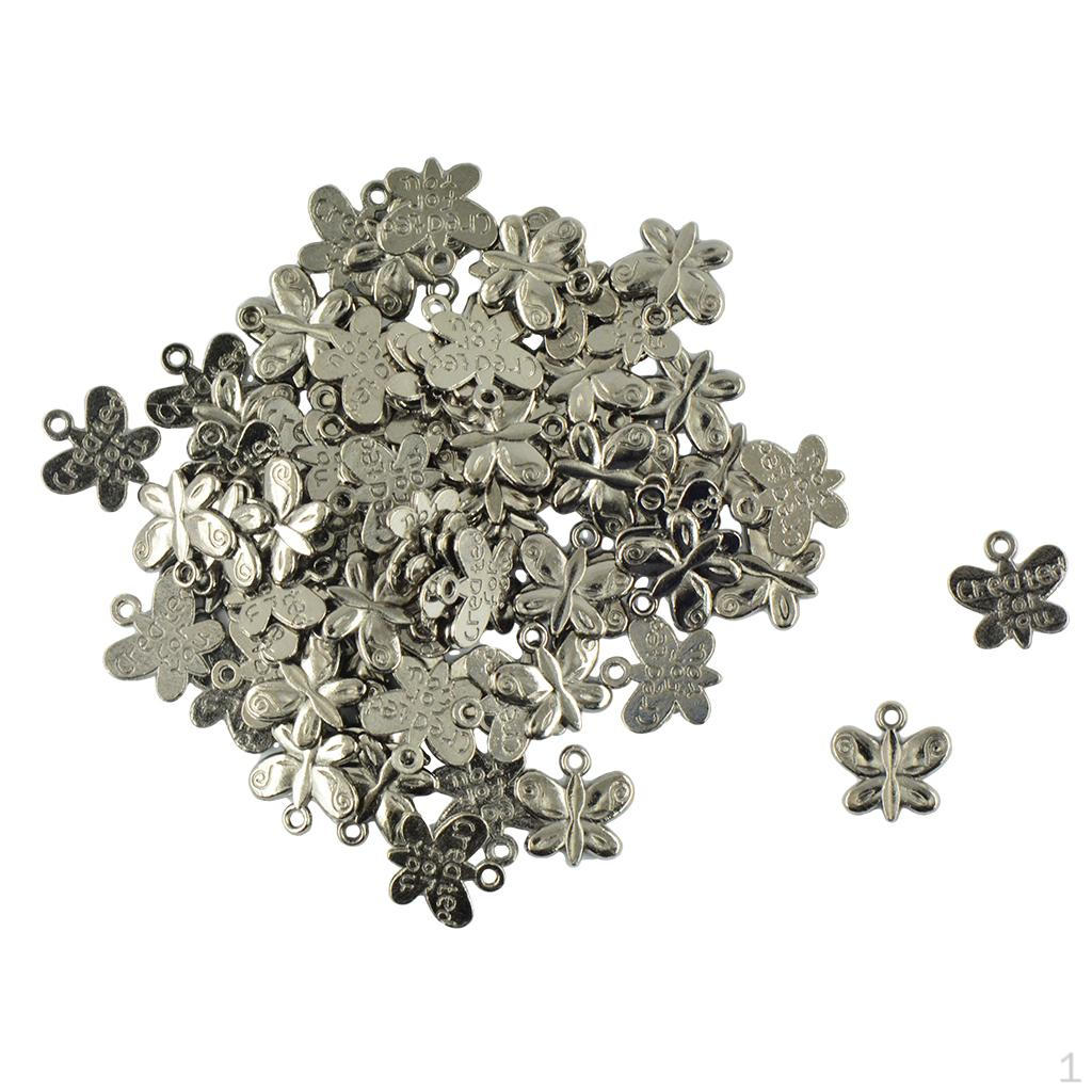 50 Pieces Butterfly Shape 'Created ' DIY Pendant Making Findings for Necklace Bracelet