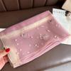Thin Butterfly Embroidery Scarf Pearl Women Hijab Shawls Elegant Silk Scarf  Lady
