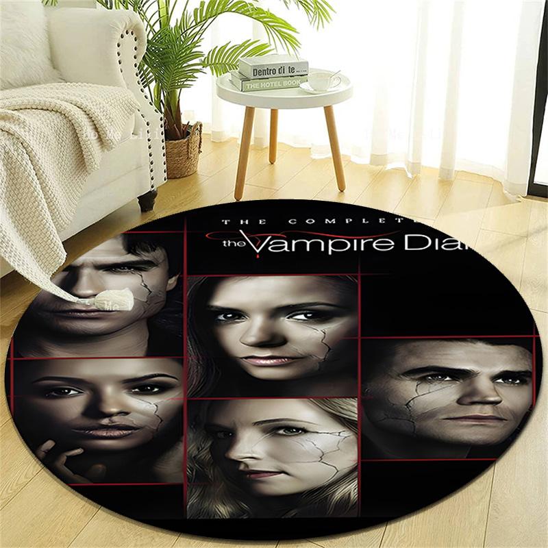 1pc The Vampire Diaries2 Design Printed Area Round Carpet for Bedroom Living Room Home Decor Rugs Mat Non Slip Mat Rug for Bedside