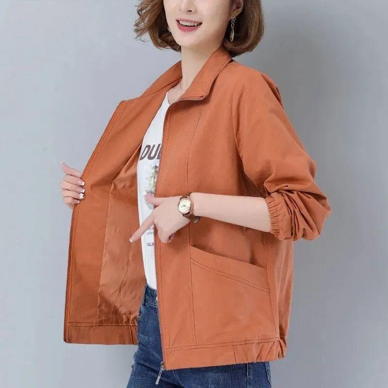 New Spring Autumn Trench Coat Women's Windbreaker Slim Stand-Collar Solid Outwear Ladies Short Casual Outwear Tops Lining