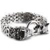 Gothic Wolf Head Man Bracelet For Men Vintage Stainless Steel 14MM Double Chain Men's Wrist Bracelets Male Jewellery Accessories