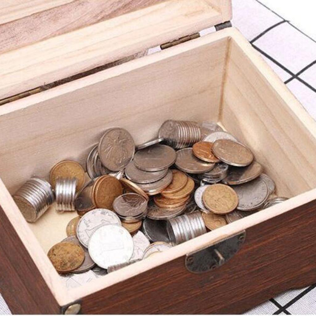 Wooden Piggy Bank with Heart Locks Treasure Storage Box Valentines Day Gifts for Friends Money Case Home Decoration