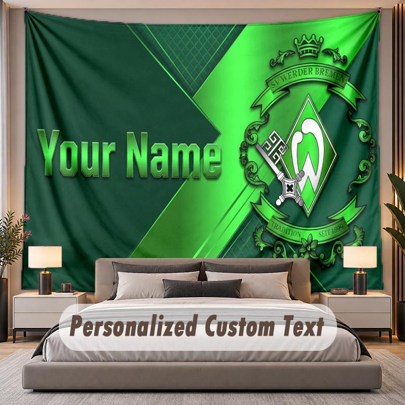 Custom Name Text Tapestry Werder Bremen FC Personalized Polyester Wall Tapestry For Bedroom And Room