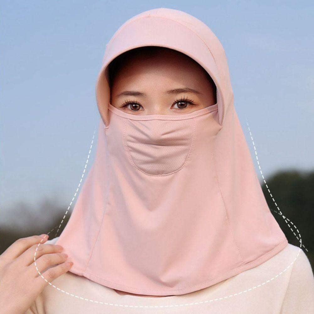 Solid Color Ice Silk Mask Dustproof UV Protection Veil Summer Sunscreen Face Cover Riding