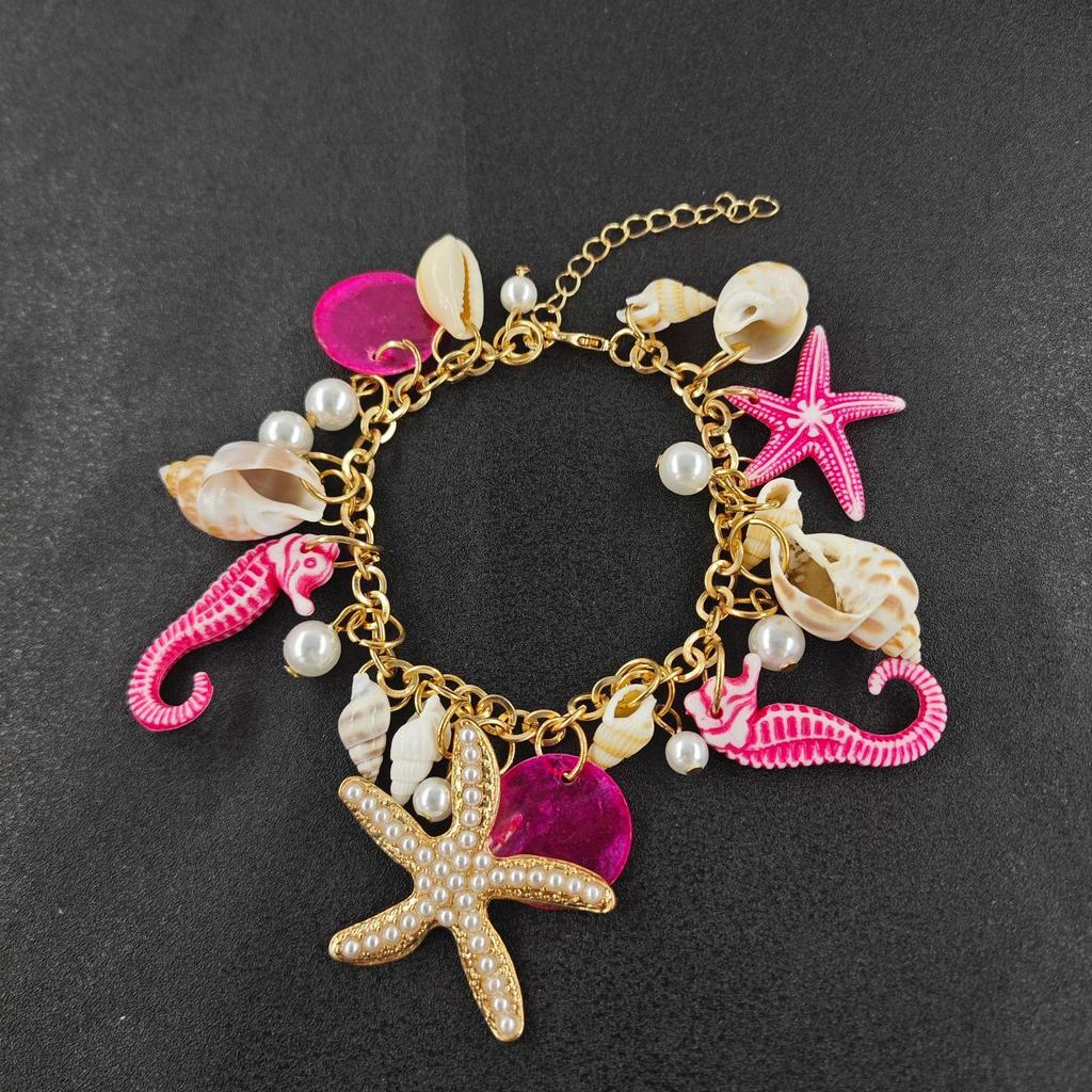 Personalized Design Trendy Tide Ocean Bracelet Women's Bohemian Style Bracelet Pink Starfish Shell Bracelet