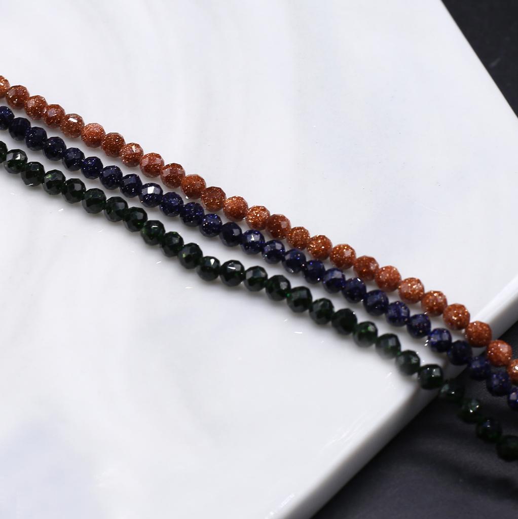 Stone Faceted Gold Natural Beads Sand Isolation Beads For Jewelry Making Diy Necklace Bracelet Earrings Accessory