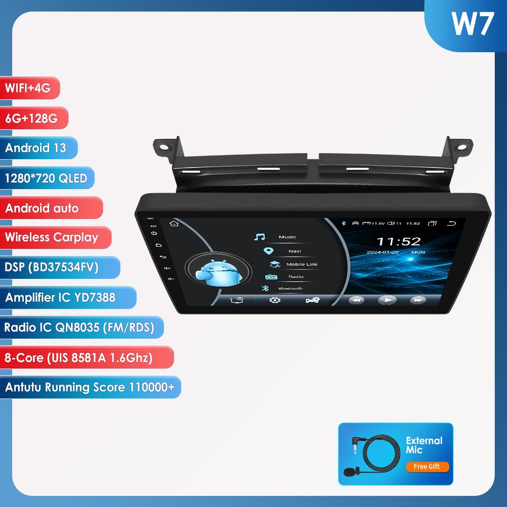 OSSURET Carplay Автомобильные интеллектуальные системы Carplay Android 13 Автомобильное радио для Fiat 500 2016 2017 2018 2019 Мультимедийный видеоплеер WIFI Авторадио Bluetooth