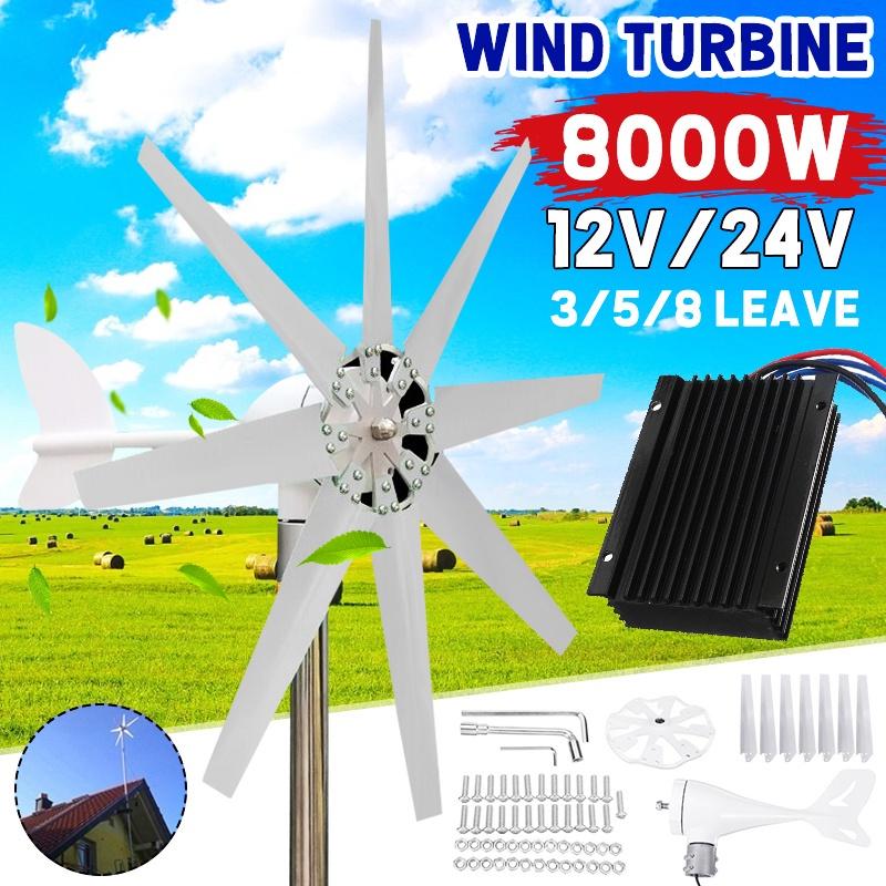 8000W Wind Turbines Generator With Charge Controller 12 / 24V Wind Generator Windmill Energy Turbines Wind Turbine Energy 3/5/8 Pcs