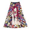 Fashion  New Cartoon Print Pleated Skirt For Women Chic Wild High Waist Elastic Skirt Street Wear