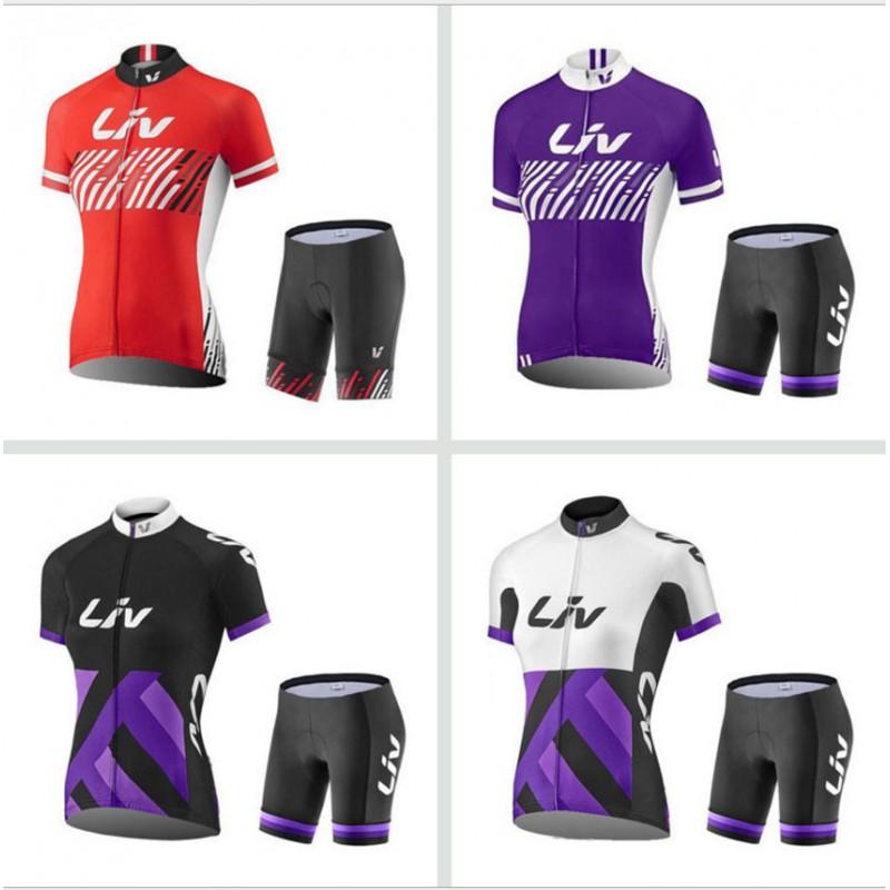 LIV Womens Cycling Jersey Set Short Sleeve Breathable Quick-Dry Bike Outfit Team Edition