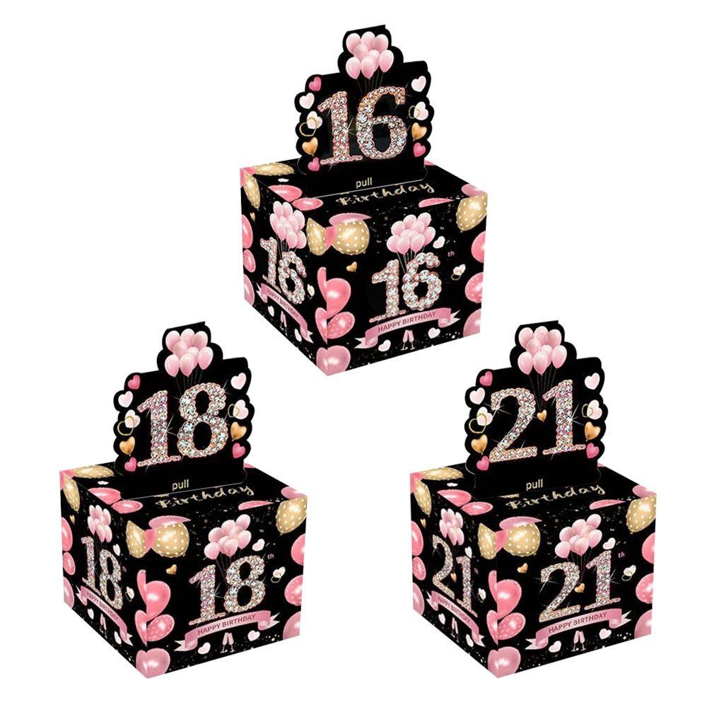 Бумажные подарочные коробки с вытягивающимися деньгами 16-й 18-й 21-й Коробки для денежных подарков Забавная копилка на день рождения День рождения