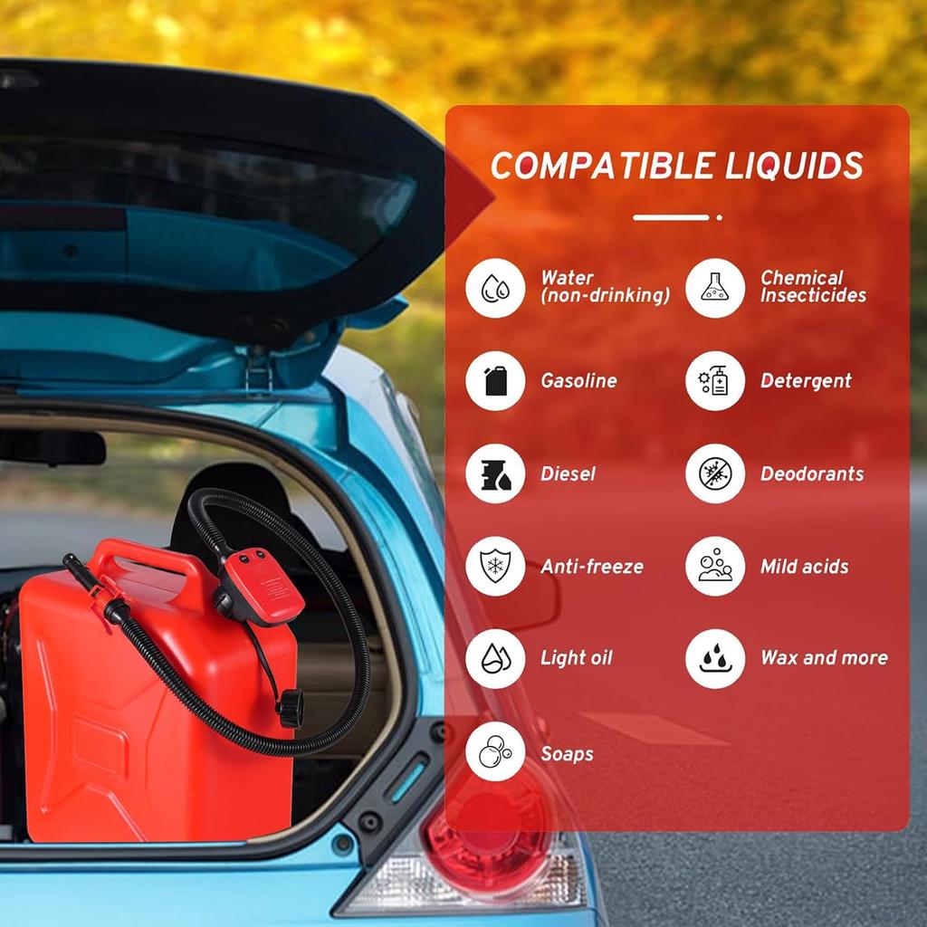 3.2 GPM Battery Powered Fuel Transfer Pump, with Auto-Stop Sensor and 60" Hose Electric Automatic Fuel Transfer Pump for Gasoline and Various Fuels