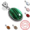 Подвеска из стерлингового серебра 925 пробы Женская Драгоценный камень Ручная работа Ювелирные изделия Свадебный подарок Малахит Лунный камень Розовый кварц Красный камень Дымчатый топаз Тигровый глаз Винтаж